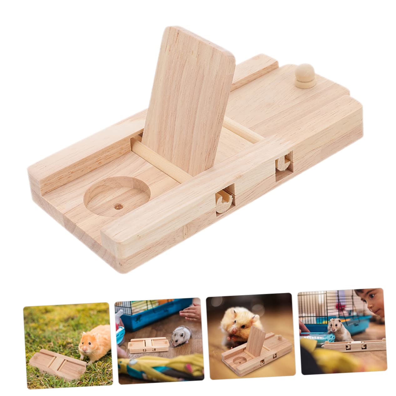 BESPORTBLE 2pièces Jouet Interactif pour Hamster Et Chinchilla Cachet De Friandises Bois Accessoire Ennui pour Rongeurs avec Double Couvercle Rotatif