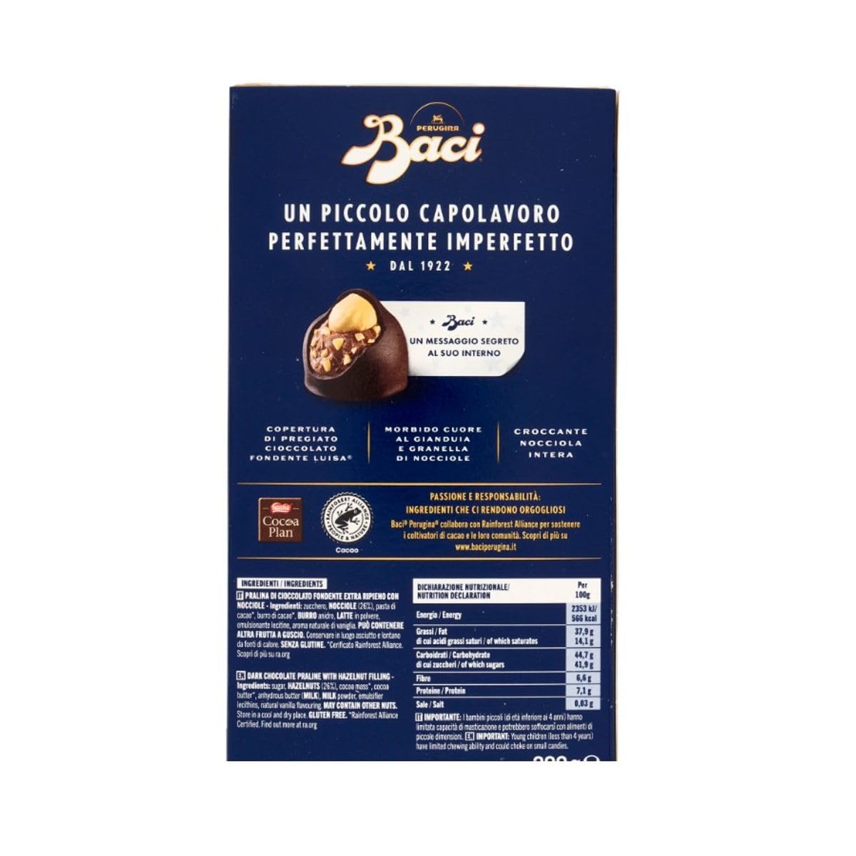 Perugina Baci Bijou Classico Pralinen mit Extra dunkle Schokoladenpraline gefüllt mit Haselnüssen 8x200g + Beni Culinari Kostenloser Schlüsselanhänger