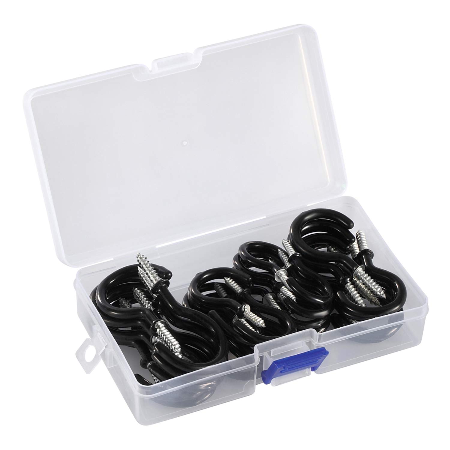 Tina Black 75Pcs Cup Hooks Ceiling Hooks Nickel Plated Metal Hook Holder (5 Sizes )