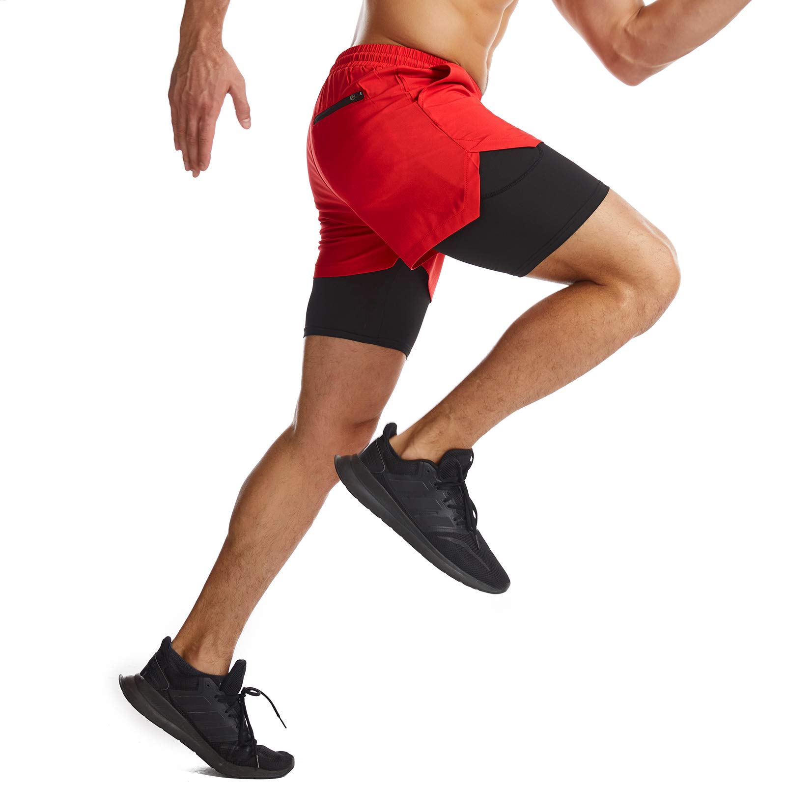 Danfiki Pantaloncini Sportivi da Uomo Running Shorts Asciugatura Rapida con Tasca per Jogging Tennis Fitness Allenamento 2 in 1