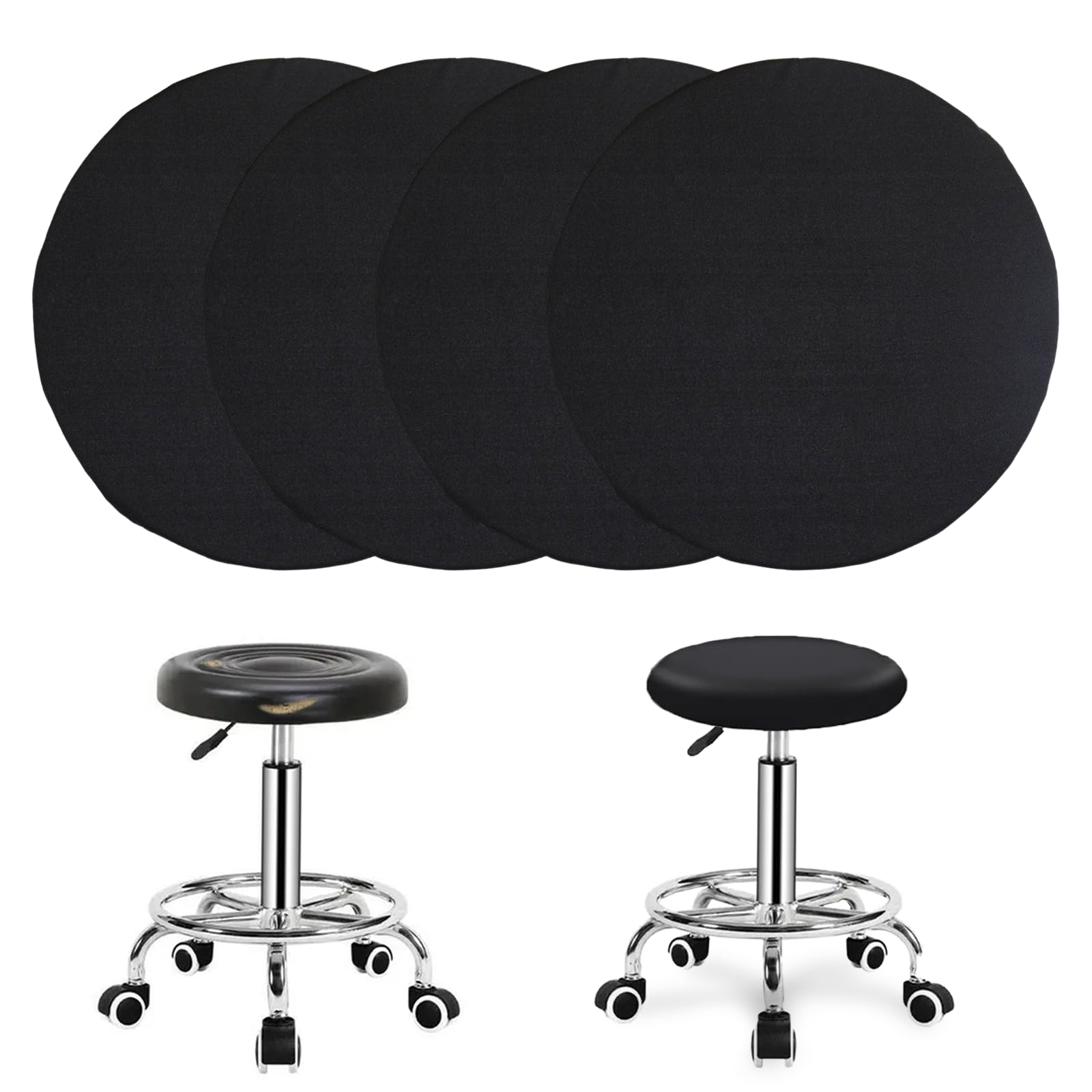 FAELNK Copri Sgabello Rotondo 4 PCS Coprisgabello Coprisedia Elasticizzati Lavabile Ingualcibile Copri Pouf Rotondo per Sgabelli Rotondi di 35-45 cm di Diametro