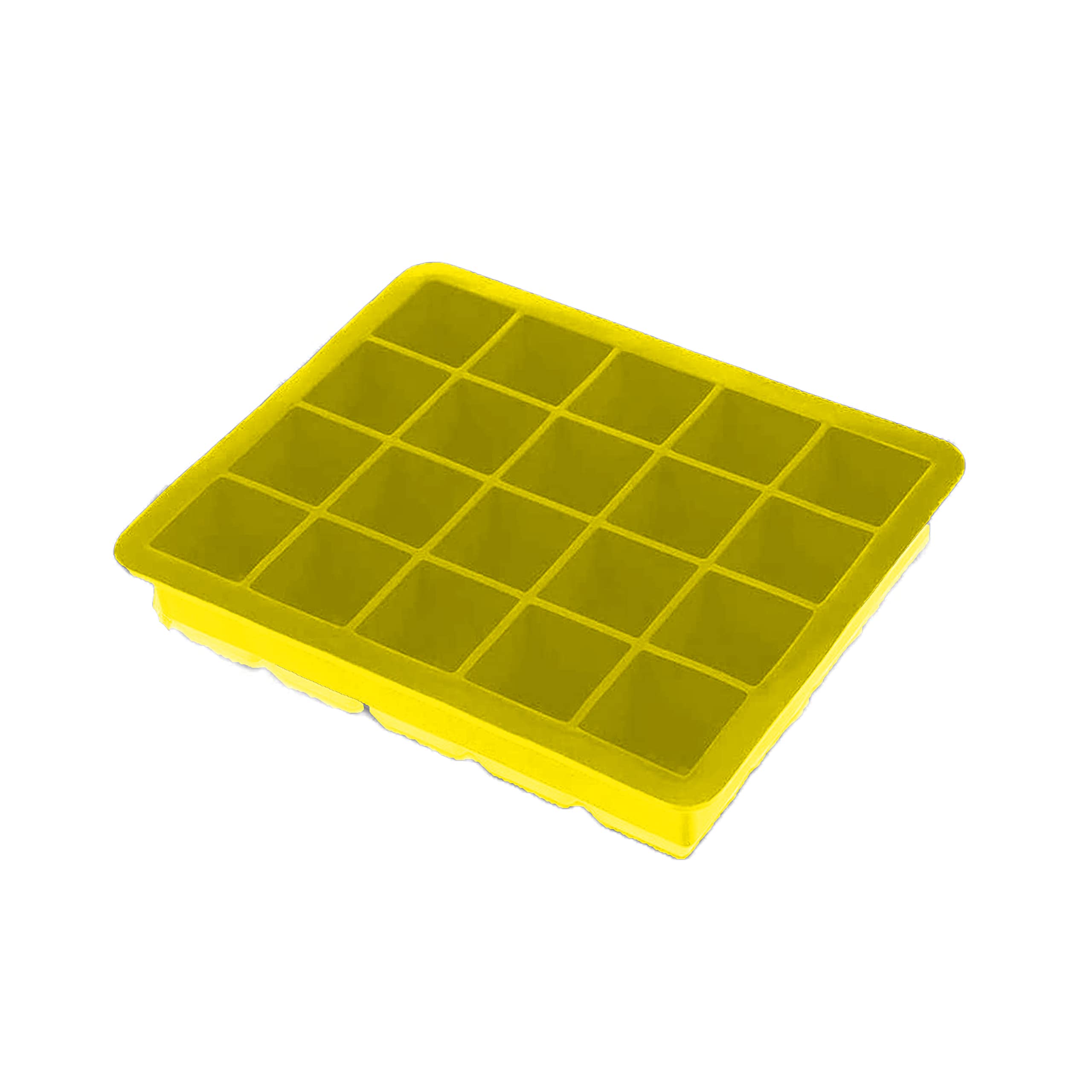 KARP Silicone Ice Cube Tray,Square Ice Cube Mold Easy Release Reusable Mini Chocolate Jelly Muffin Brownie Ice Water, Iced Tea, Cool Drink & Moscow Mules Whiskey (20 ice Tray - Yelllow)