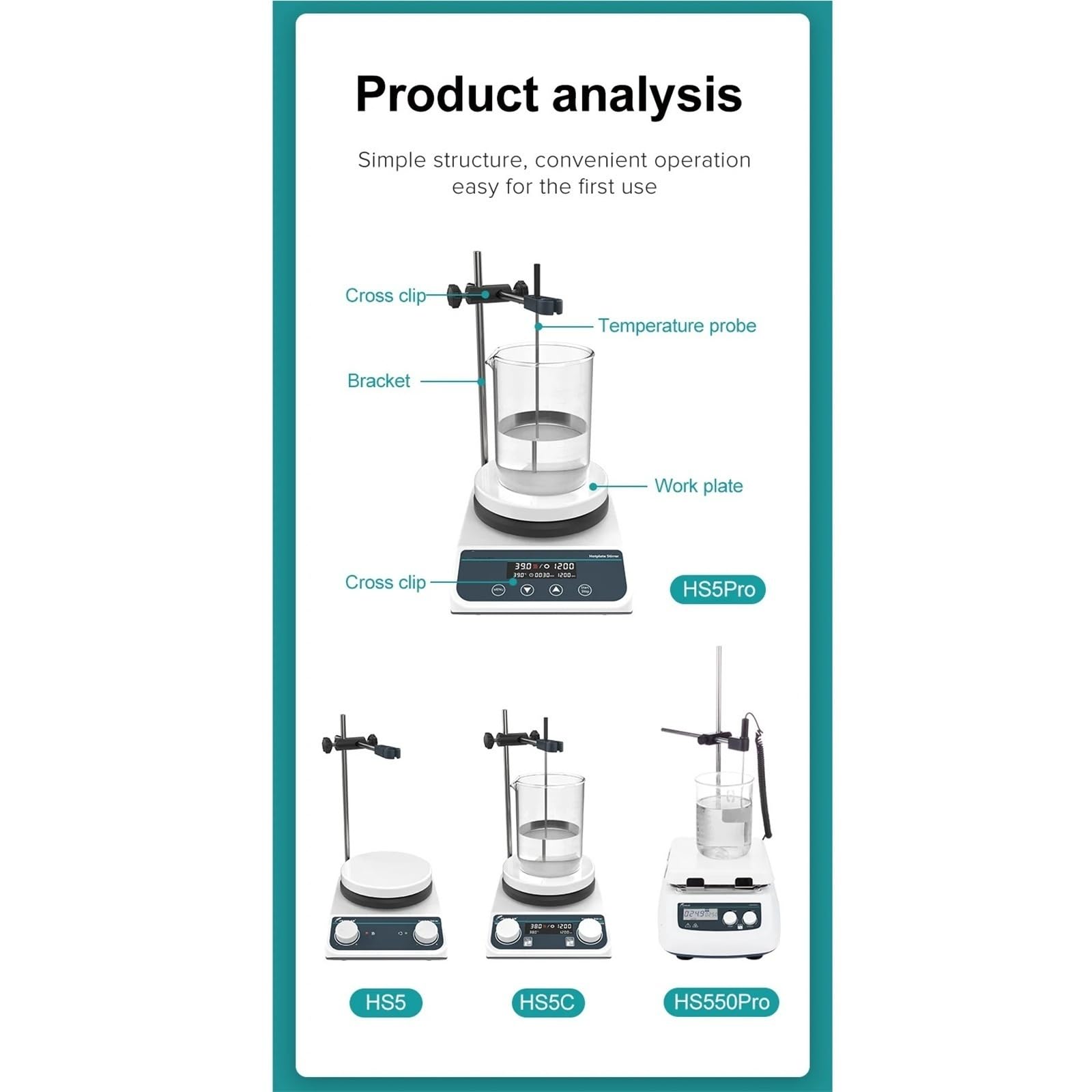 Agitador Magnético Agitador magnético con calefacción y pantalla digital, termostático, for laboratorio, 20 l(HS5Pro(2L LCD),EU)