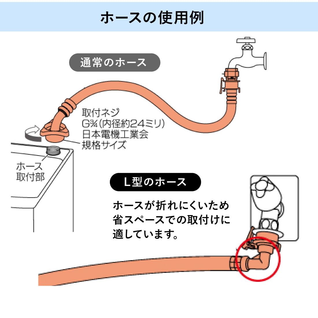 Amazon.co.jp: カクダイ 436-65x0800 洗濯機給水ホースL0.8m : 大型家電