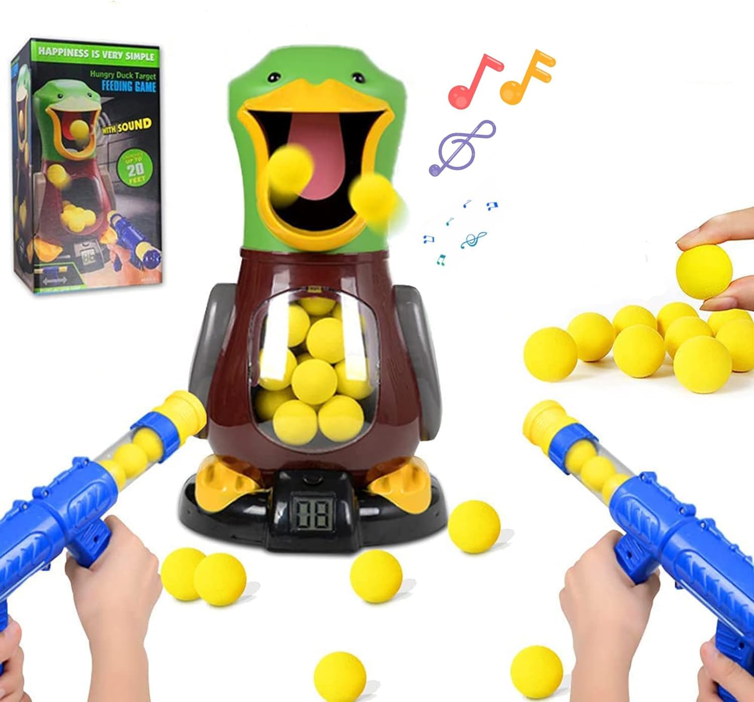 Enliansgo Target Shooting Games Toy Guns for Kids,Duck Shooting Target Games Toys with 2 Air Pump Gun, 24 Foam Bullets, LED Score Record,Shooting Game Gifts for Age 4 5 6 7 8 9 Years Old Boys Girls