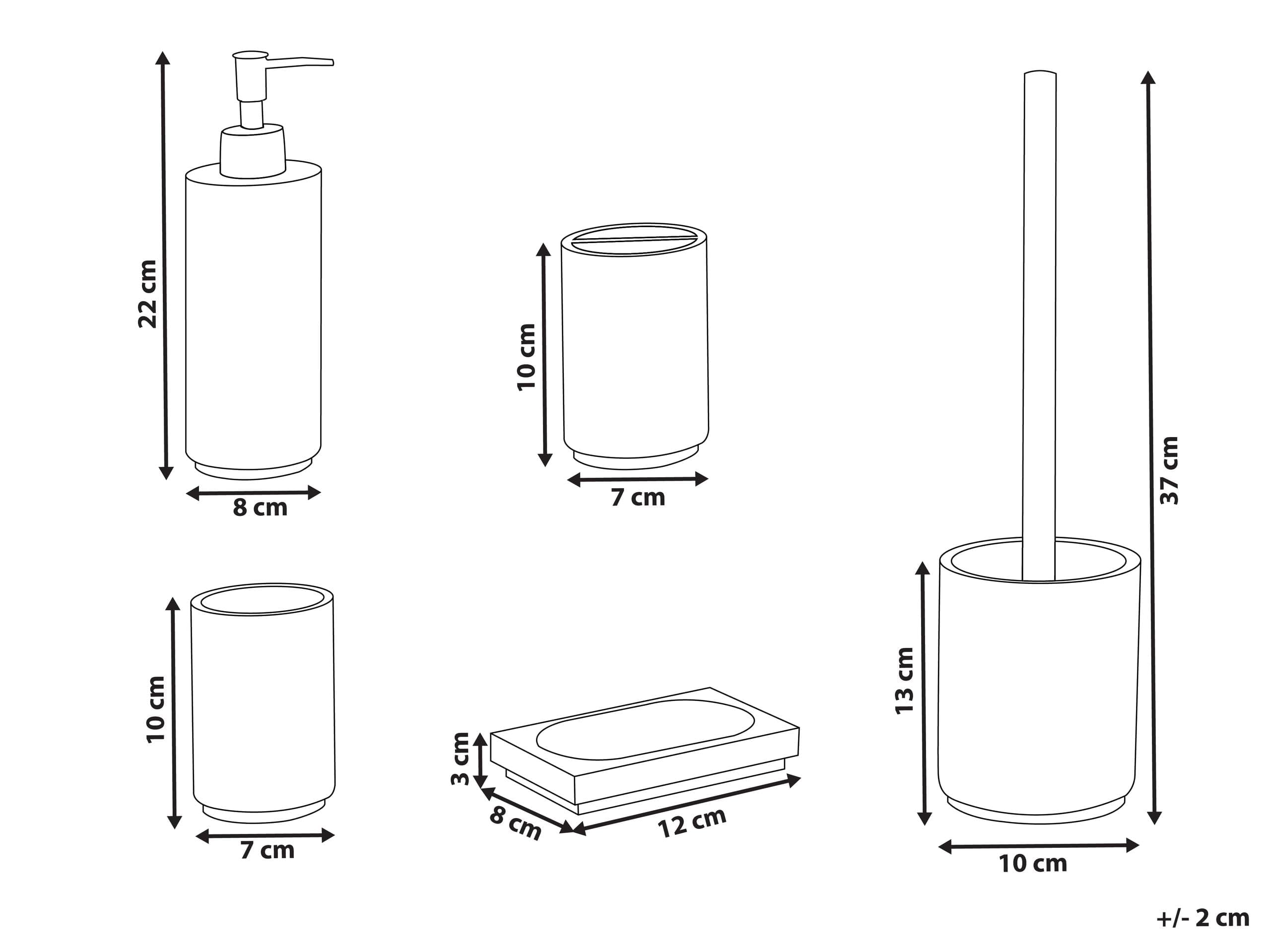 Conjunto de 5 Accesorios de baño jabonera dispensador de jabón escobilla de Inodoro Vaso Soporte para cepillos de Dientes Negro Huallanga