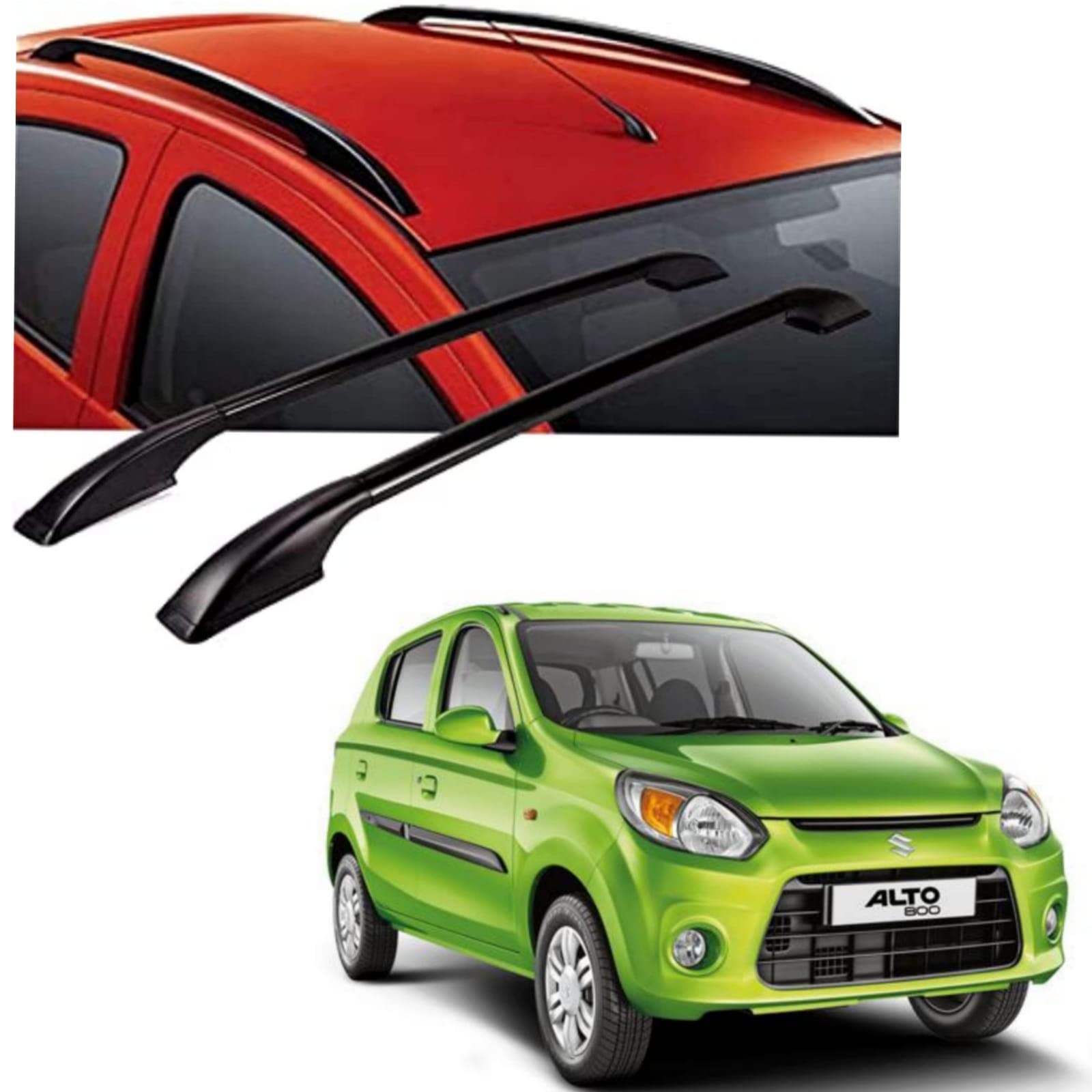 DS ENTERPRISE Drill Free Roof Rails for Maruti Suzuki Alto 800 All Models - Black Color (Pack of 2)-image-12