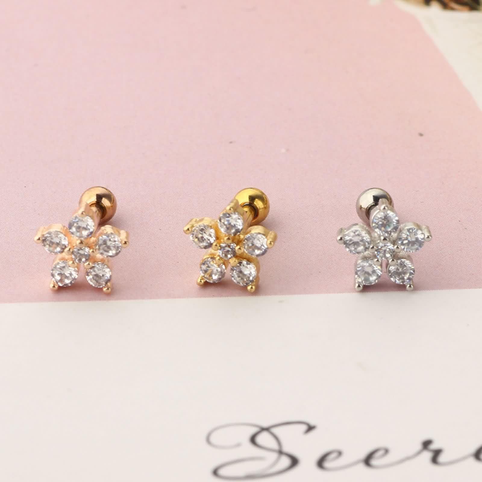 Pendientes de oro real 750, para mujer, diseño de flor con moissanita, pendientes de boda para mujer, oro amarillo