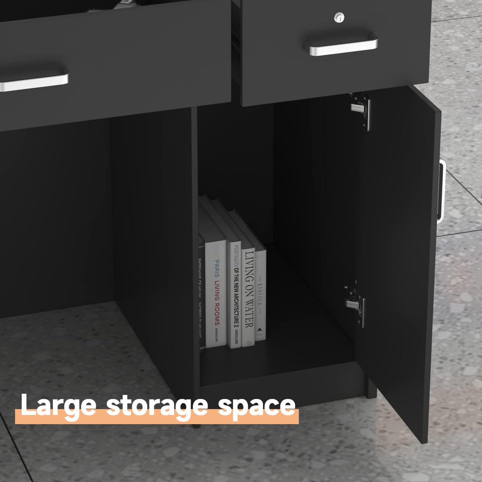 Bureau de réception verrouillable en teck – Comptoir polyvalent pour barbiers, restaurants, salons de beauté et cafés – 120 cm Design élégant pour un usage professionnel