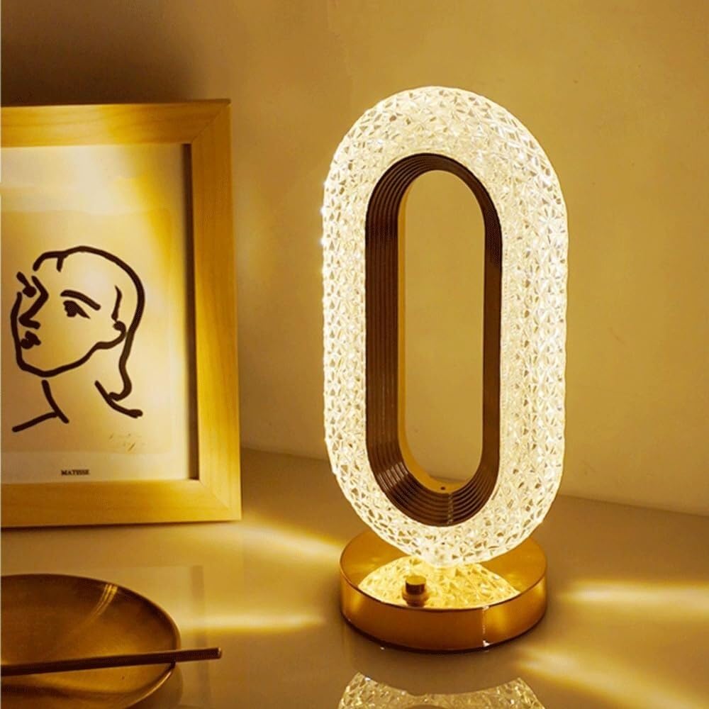 Nowoczesna owalna kryształowa lampa biurkowa bezprzewodowa dotykowa lampa biurkowa romantyczna i wygodna lampa do pokoju dziecięcego lub willi lampa biurkowa