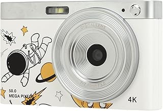 Câmera Digital Infantil, Câmera de Vídeo IPS HD de 2,88 Polegadas, Câmera de Vlogging 4K Com Zoom de 16X e 50MP, Luz de Preenchimento LED Embutida, Câmera de Bolso Recarregável