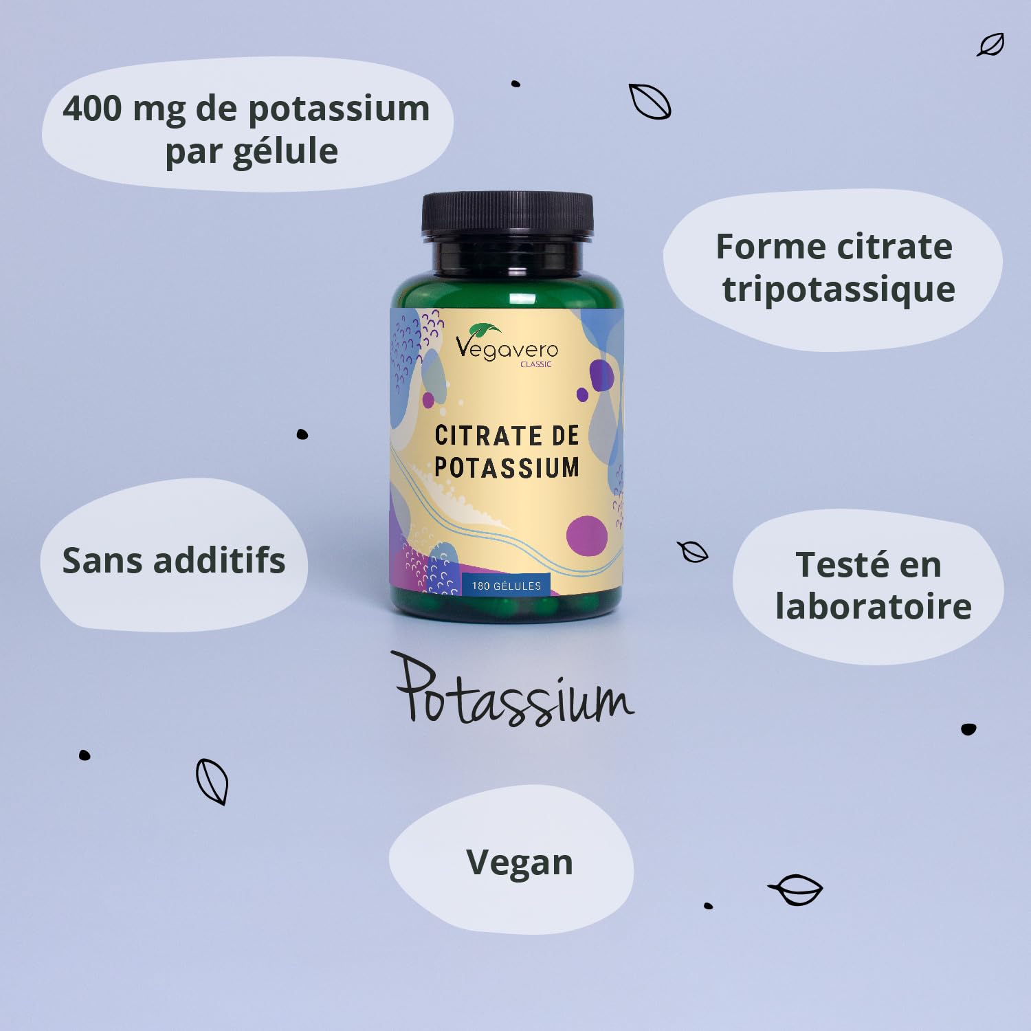 Citrate de Potassium 2222mg | Biodisponibilité Élevée | Sans Additifs & Vegan | Electrolyte, Fonction Musculaire & Système Nerveux* | Vegavero®