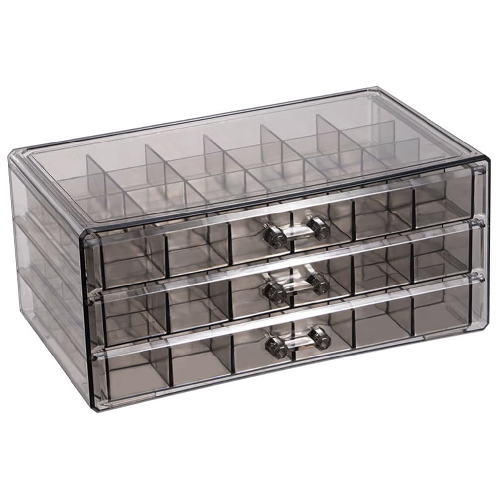 Holibanna Clear Earrings Drawer Box 72 Grids Plastic Jewelry Storage Holder with 3 Drawers Ring Display Stand Nail Charms Bead Organizer
