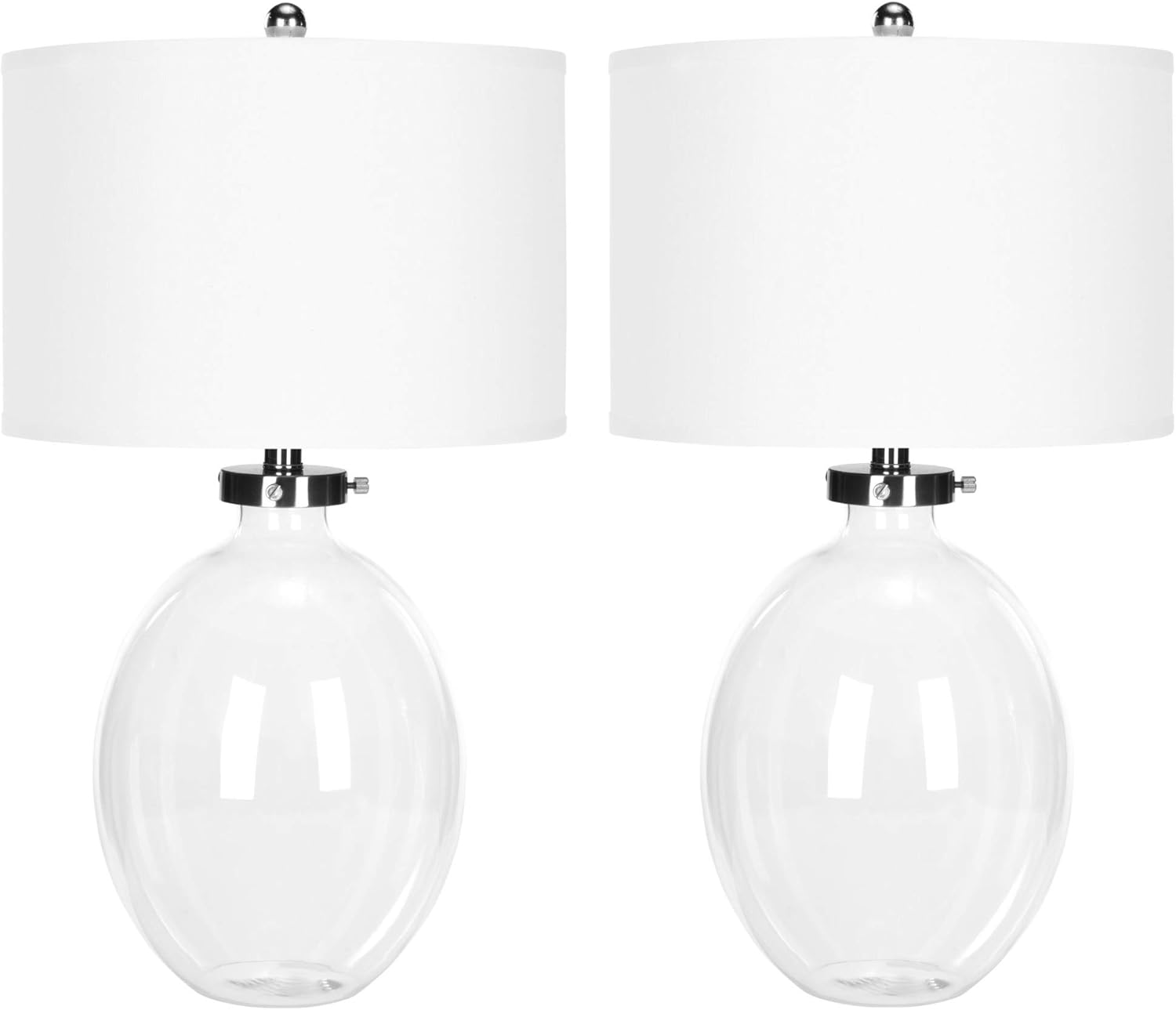 SAFAVIEH Lighting Collection Neville Clear Glass 26-inch Bedroom Living Room Home Office Desk Nightstand Table Lamp Set of 2 (LED Bulbs Included)