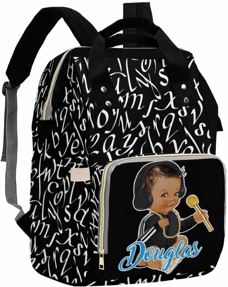 Artsadd Personalized Boys Nappy Bag Large Capacity Baby Diaper Bags, Graffiti Pearl Daypack Custom Name Diaper Backpack for New Mom Women Men