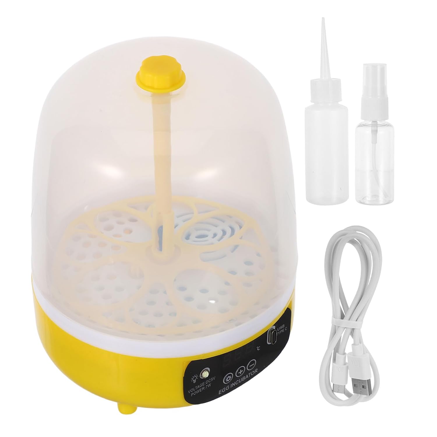 FAVOMOTO Egg Incubator Automatic Turning 4-Egg Mini Poultry Hatching Machine with USB Cable Precise Temperature Control for Chicken Duck Quail Home Use