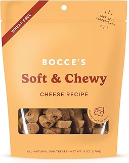 Bocce's Bakery Oven Baked Cheese Recipe Treats for Dogs, Wheat-Free Everyday Dog Treats, Made with Real Ingredients, Baked in The USA, All-Natural Soft & Chewy Cookies, Cheese, 6 oz