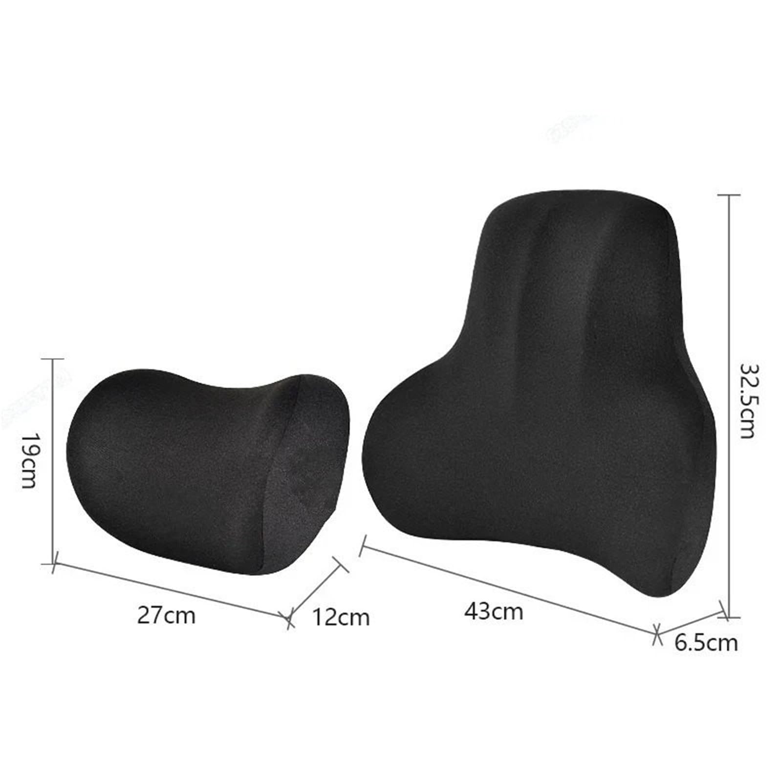 Cuscino Poggiatesta Auto Cuscino per il collo in memory foam per auto, cuscino per schienale lombare, cuscino lombare(Grey Set)