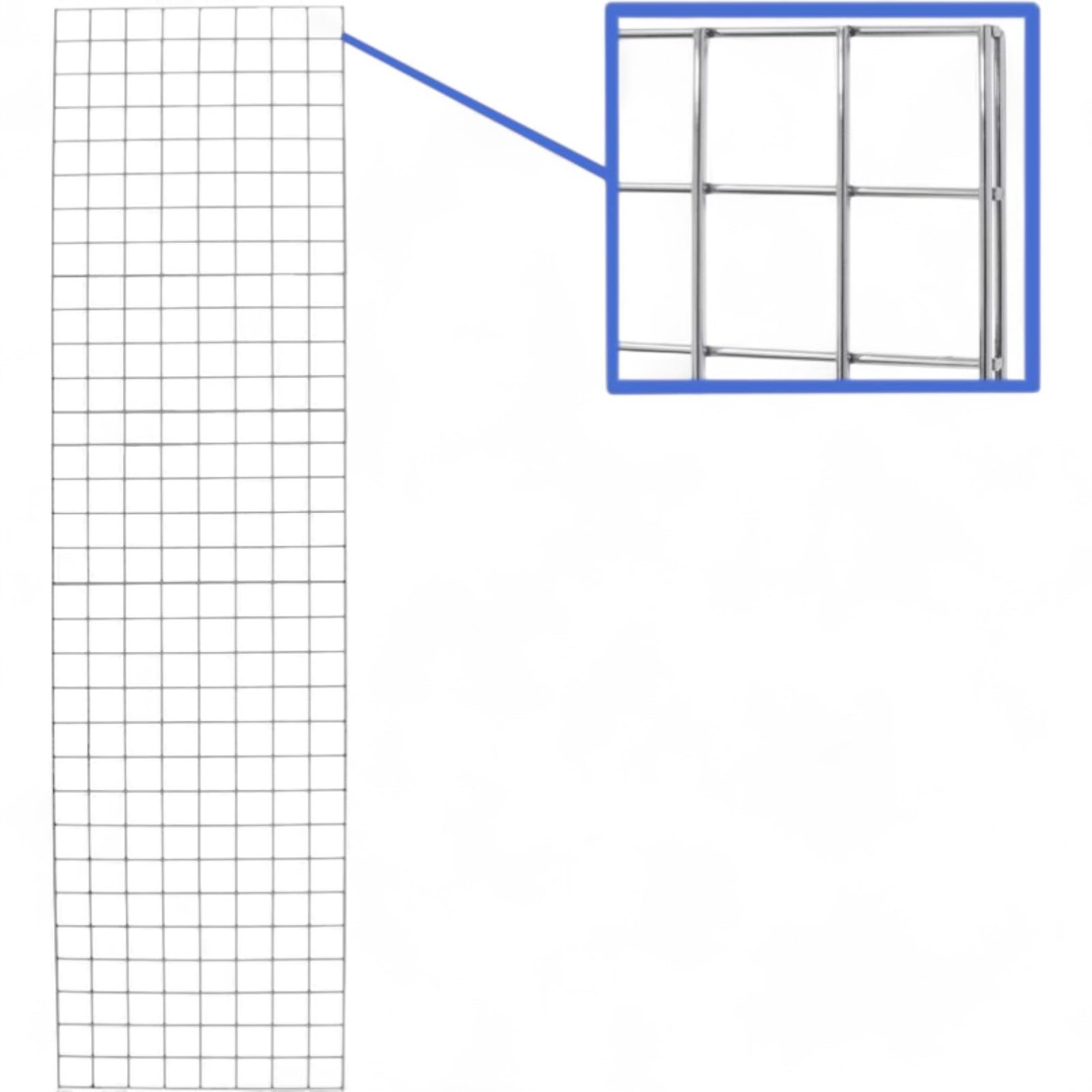 1x 8ft Gridwall Mesh Panel Display – Chrome Retail Display Panel for Shops, Showrooms & Trade Fairs | Extra-Tall Heavy-Duty Steel Grid for Hooks, Baskets & Shelves | 60.5x240.5cm