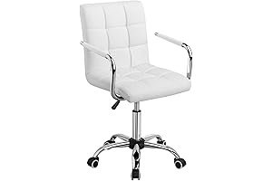 Yaheetech: Swivel Office Desk Chairs with Wheels and Armrests in Stylish White