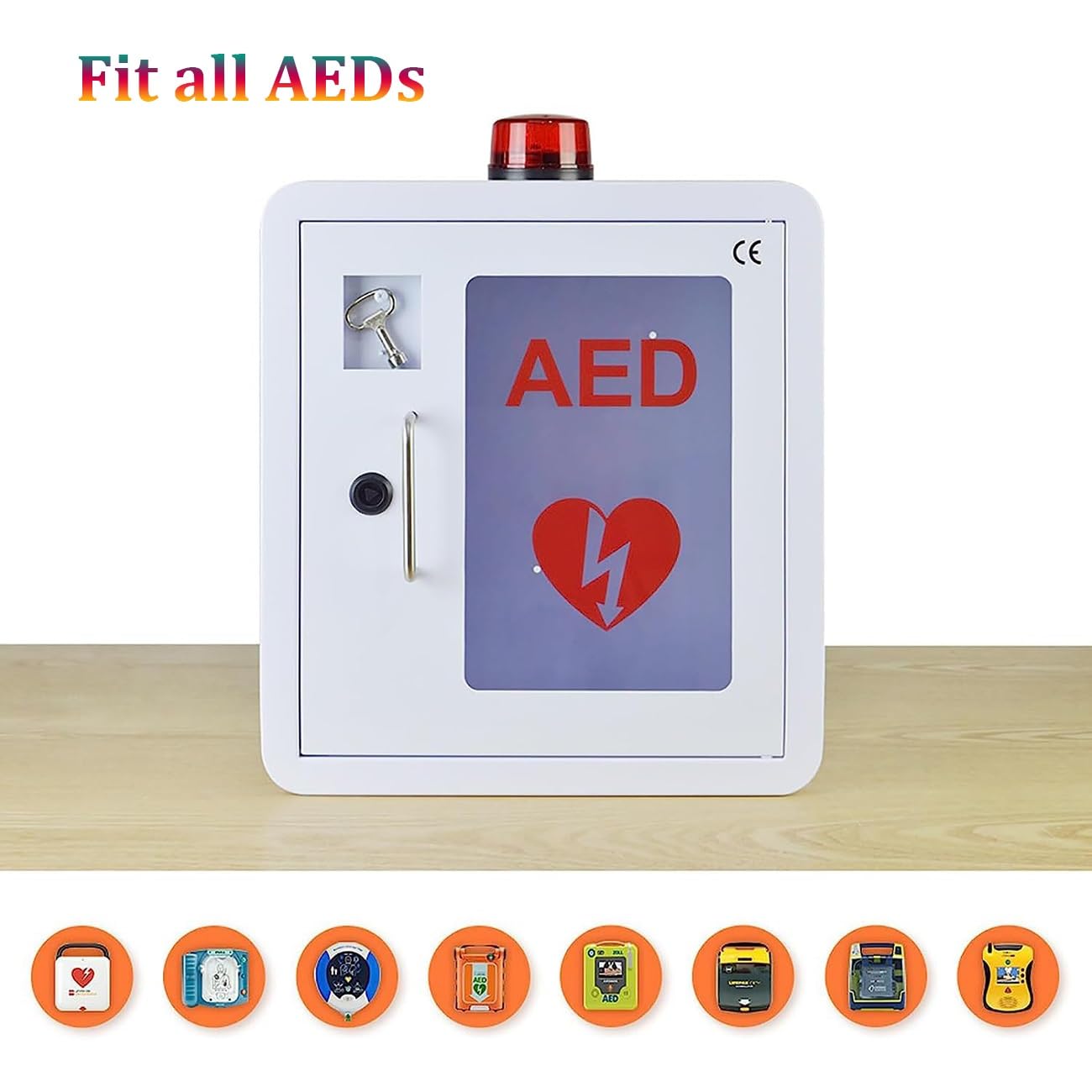 POWHA Gabinete desfibrilador AED, Caja de Almacenamiento de desfibrilador con luz y Alarma, Caja de Alarma de desfibrilación cardíaca montada en la Pared, Estuche de Primeros Auxilios, Modelos AED