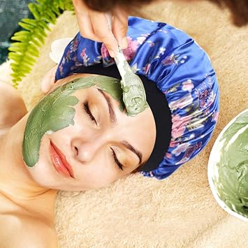Aniann 4 Paket Yumuşak Saten Uyku Şapkası Geniş Bant Salon Kaputu İpek Gece Uyku Şapkası Saç Dökülme Şapkası, Kadınlar için, 4 Stil