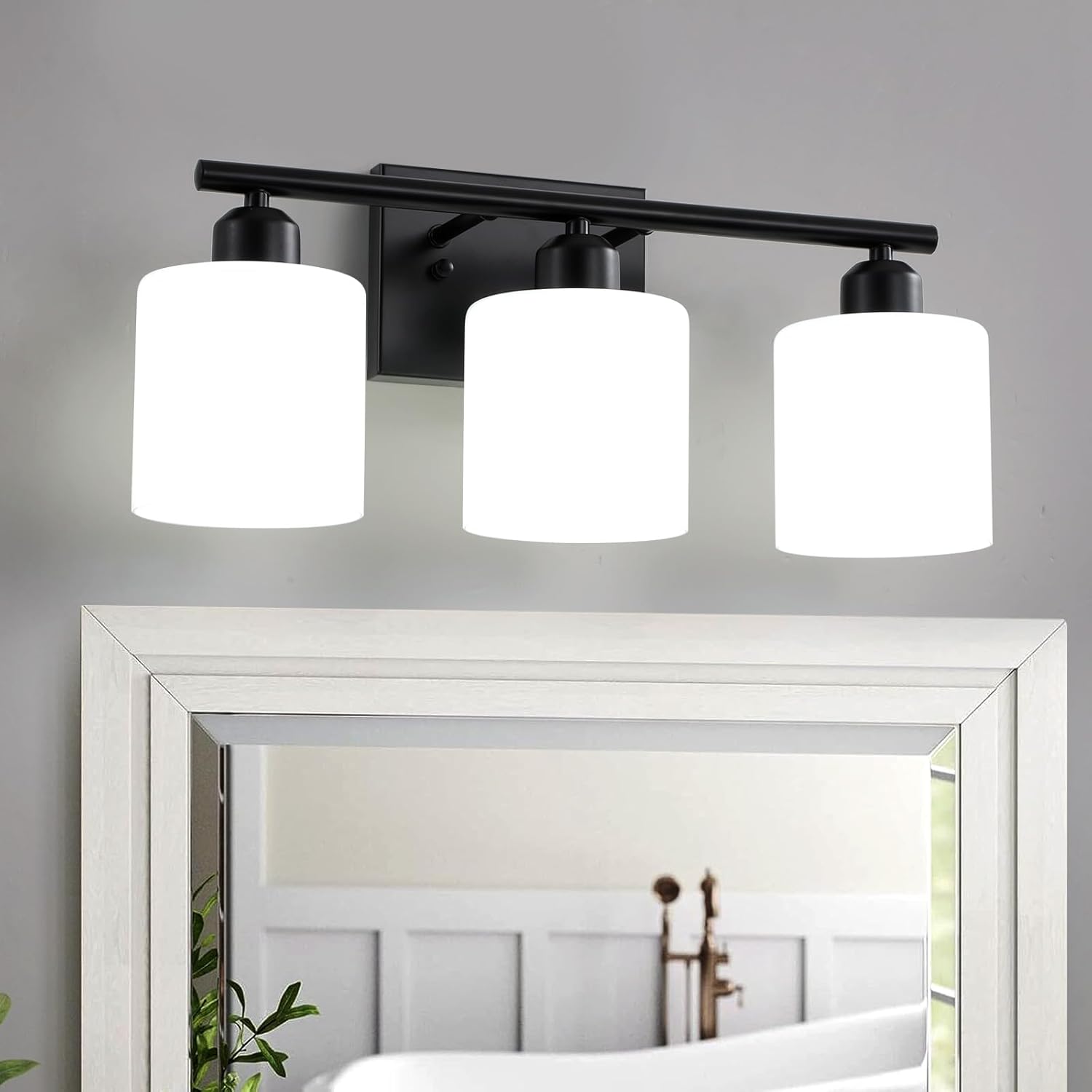 XvmBvm 3-Light Modern Bathroom Vanity Lights Rustproof, Black Bathroom ...