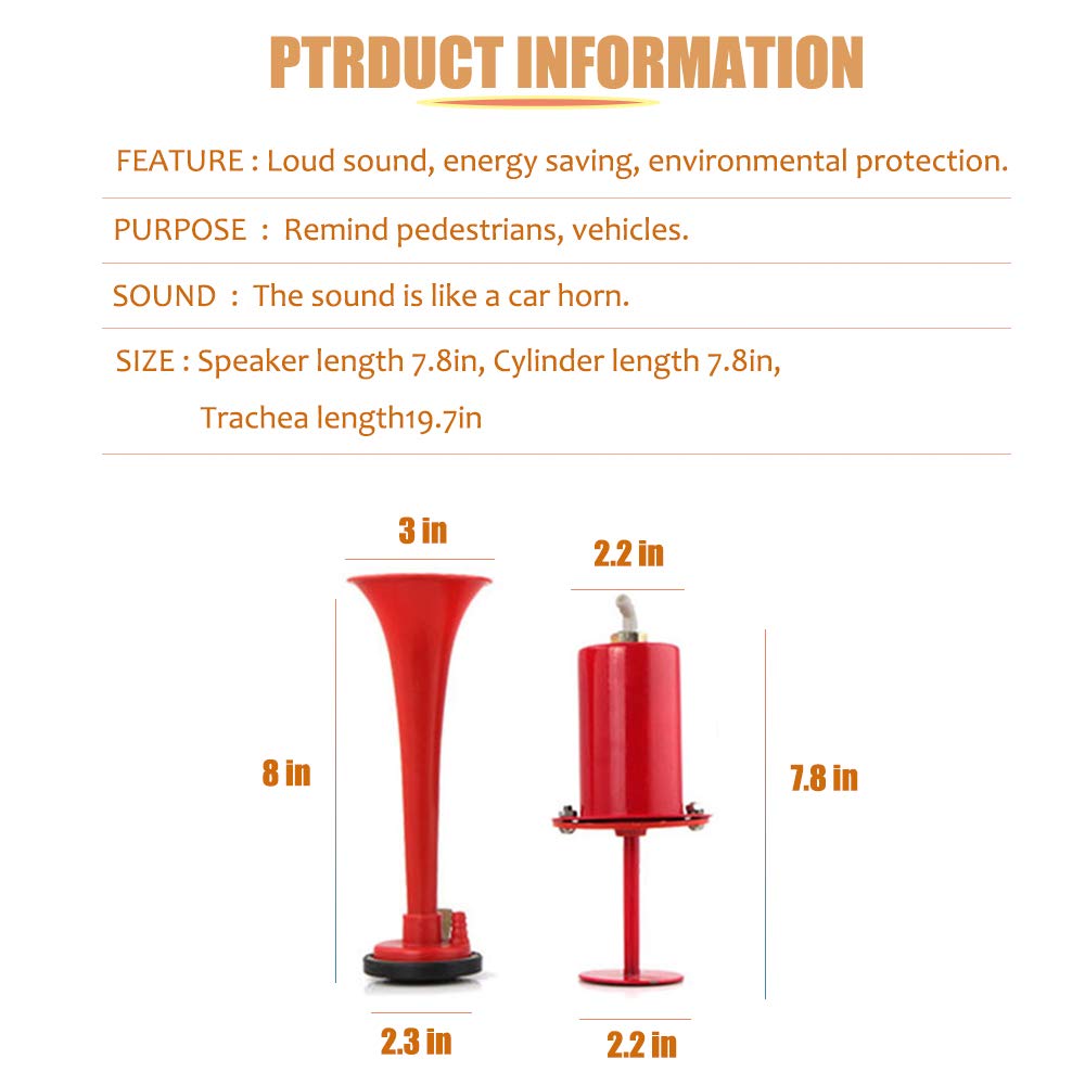 Nakazawa Bike Horn, Metal Classic Air Horns Loud Sounds Bicycle Horn,Bicycle Accessories， for Any Vehicles as Golf Carts, Boats, RV's, Bicycles, Motorcycles