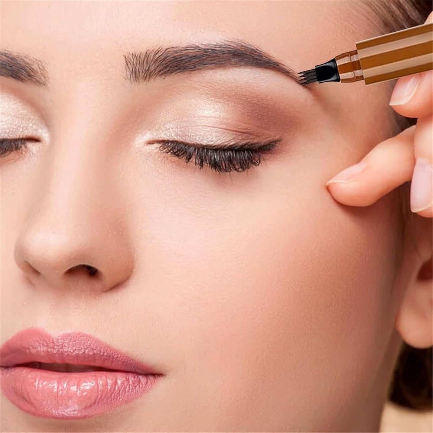Eyebrow Liquid Makeup Pen with 4 Micro-Fork Tip | Waterproof, Long-Lasting & Smudge-Proof Microblading Brow Pen for Natural, Flawless (Brown)-image-37