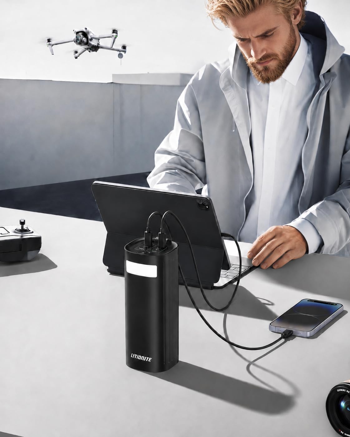 LITIONITE Titan Power Bank 60000mAh 200W per Notebook e MacBook, con doppia porta USB-C 100W PD3.0, Batteria Esterna LiFePO4 3000 Cicli, per Tablet, Nintendo Switch e Drone