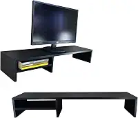 Suporte Para Monitor Elevado Mesa Home Office Setup Gamer Organizador MDF 90cm (Preto)