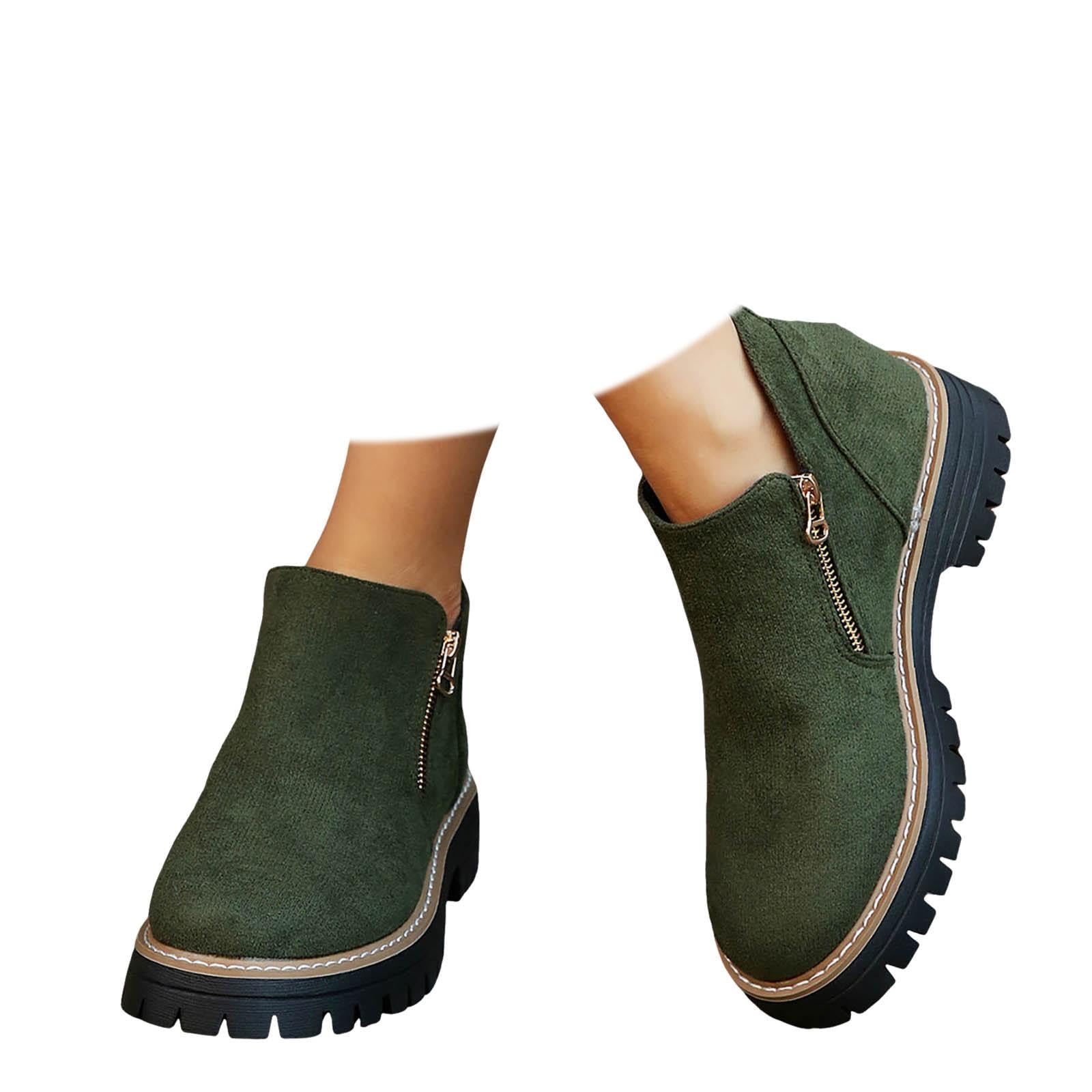 Fall Ankle Boots for Women Low Heel Womens Fall Boots 2025 Round Toe Chunky Heel Suede Short Booties