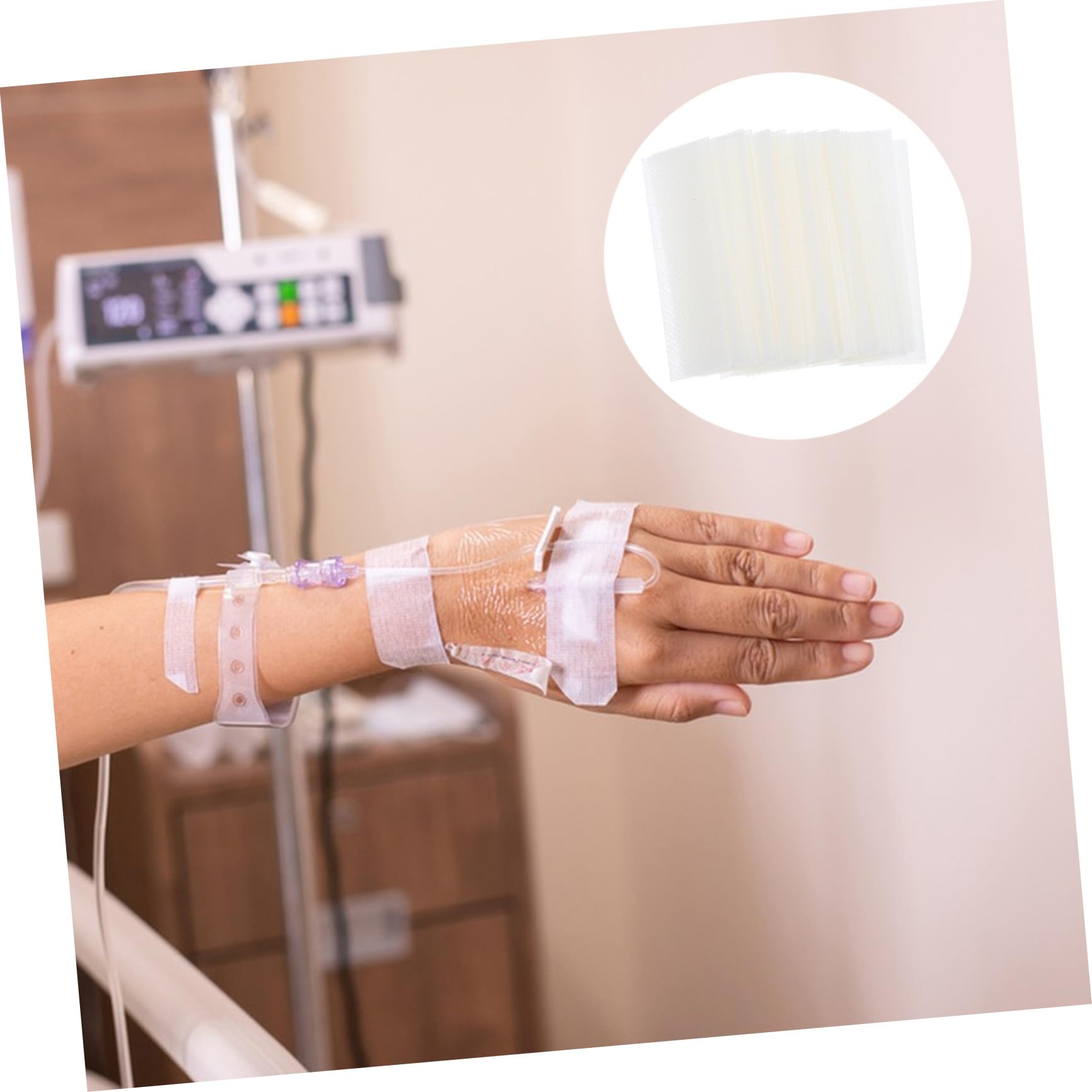 SEWOART 100pcs Soft Silicone Tape Tube Fixing Patch Non-Woven Fabrics Tape for Iv Pipeline