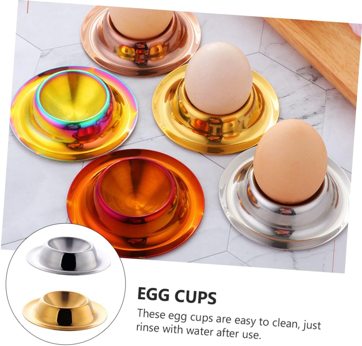 Cabilock 6pcs Stainless Steel Holder Elegant Golden for Home Kitchen Stable Design for and Serving for Breakfast Brunch
