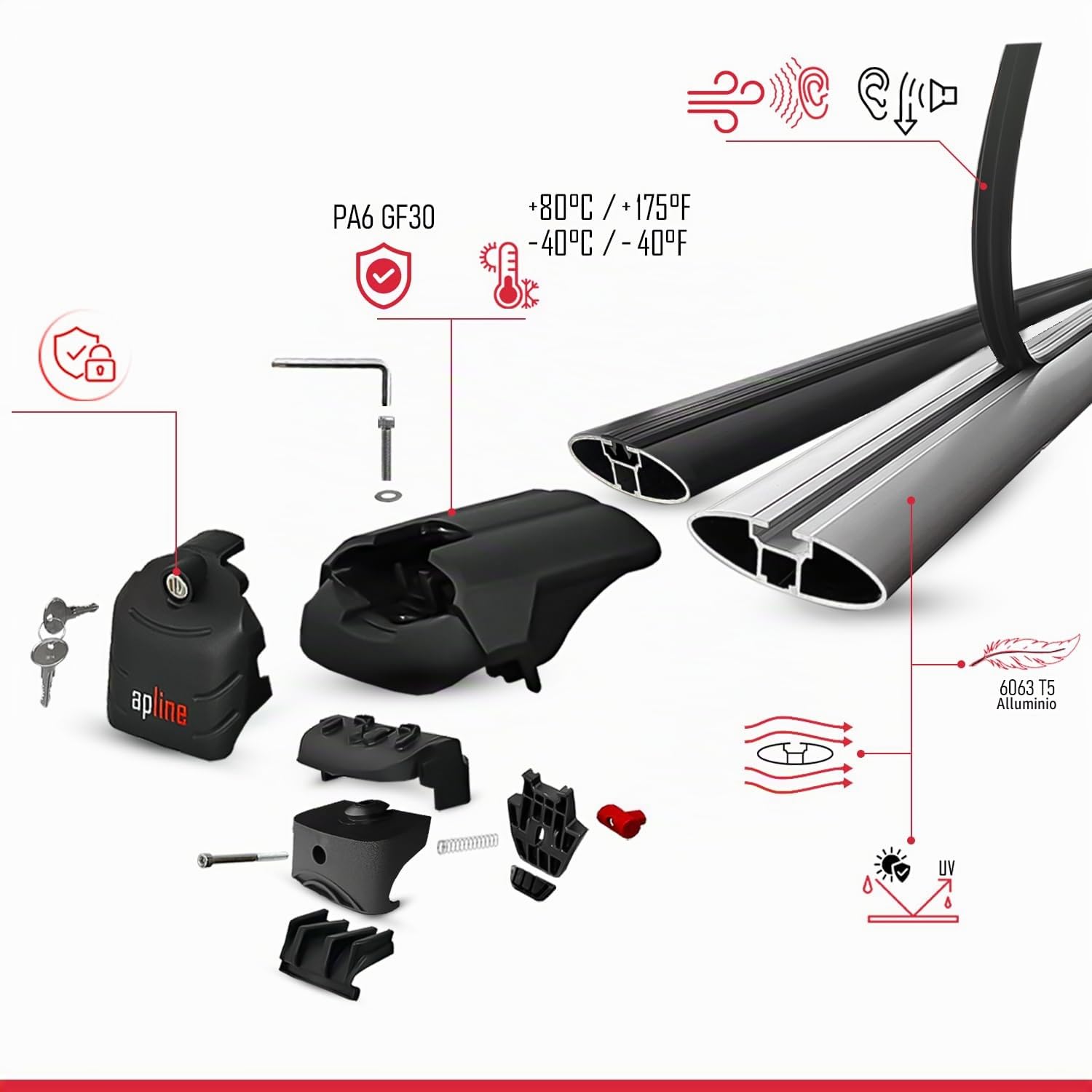 Compatibile con Toyota Yaris Cross 2023-2026 Ace-2 Barre Tetto Portapacchi Auto Barre Portatutto Grigo Alluminio 2 Barre