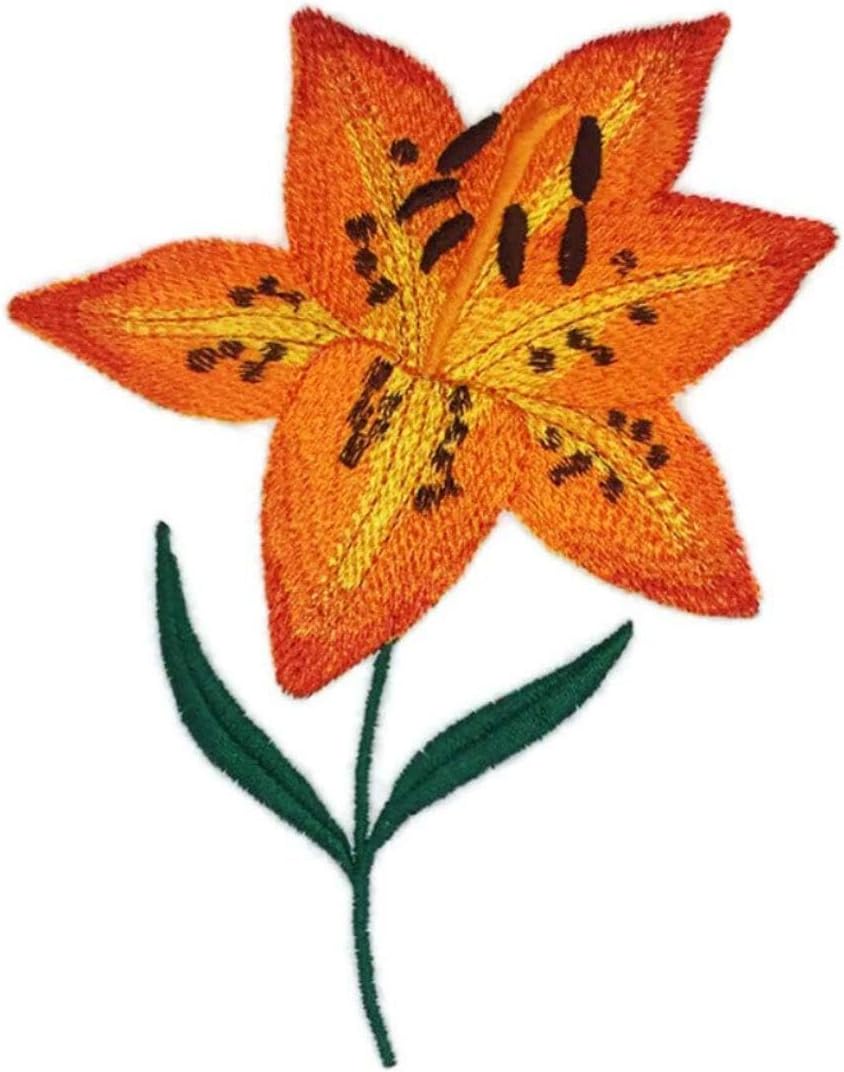 Custom and Unique (Bloom Tiger Lily) A Inspirational Blooms Flower Embroidered Iron on/Sew Patch [ 4.8"(w) x 6"(h) ] [Made in USA]