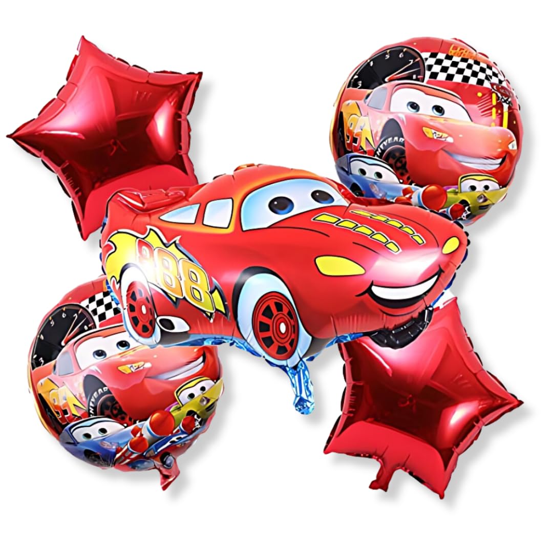 Flyloons Car Foil balloon 5 Pcs Set Theme Birthday decoration items for Girls Boys Kids
