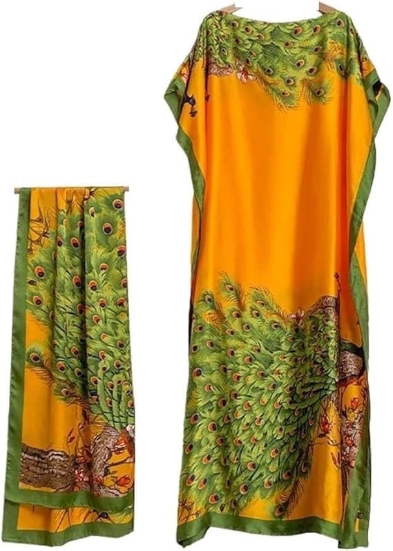 Jkhnoo Women's Floral & Butterfly & Peacock Print Cape Shawl & Scarf Set, Colorful Wrap Scarves for Evening Dress(F)