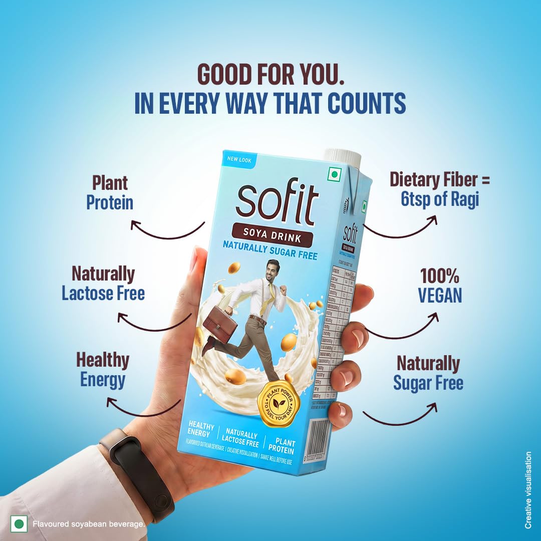 Sofit Soya Drink Naturally Sugar Free, 1000ml| Vegan Drink |Enriched with plant protein, dietary fibers, vitamins and calcium | Lactose Free | Gluten Free | Preservatives Free 2