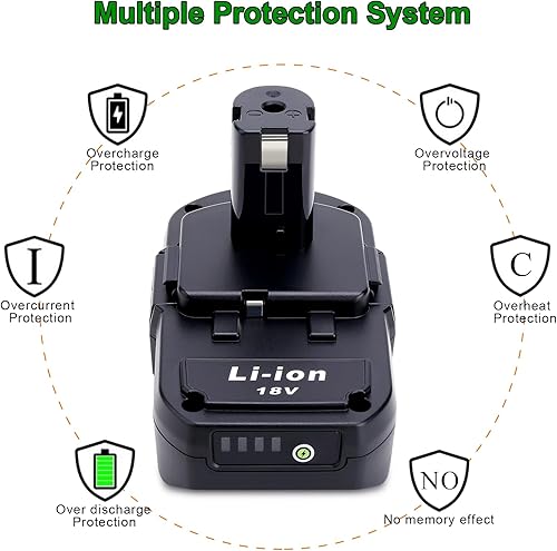 Miniatura 5 de Repuesto mejorado de 3000 mAh para batería Ryobi de 18 V, compatible con Ryobi 18V ONE+ batería P103 P102 P105 P107 P108 P109 P122 18 voltios litio