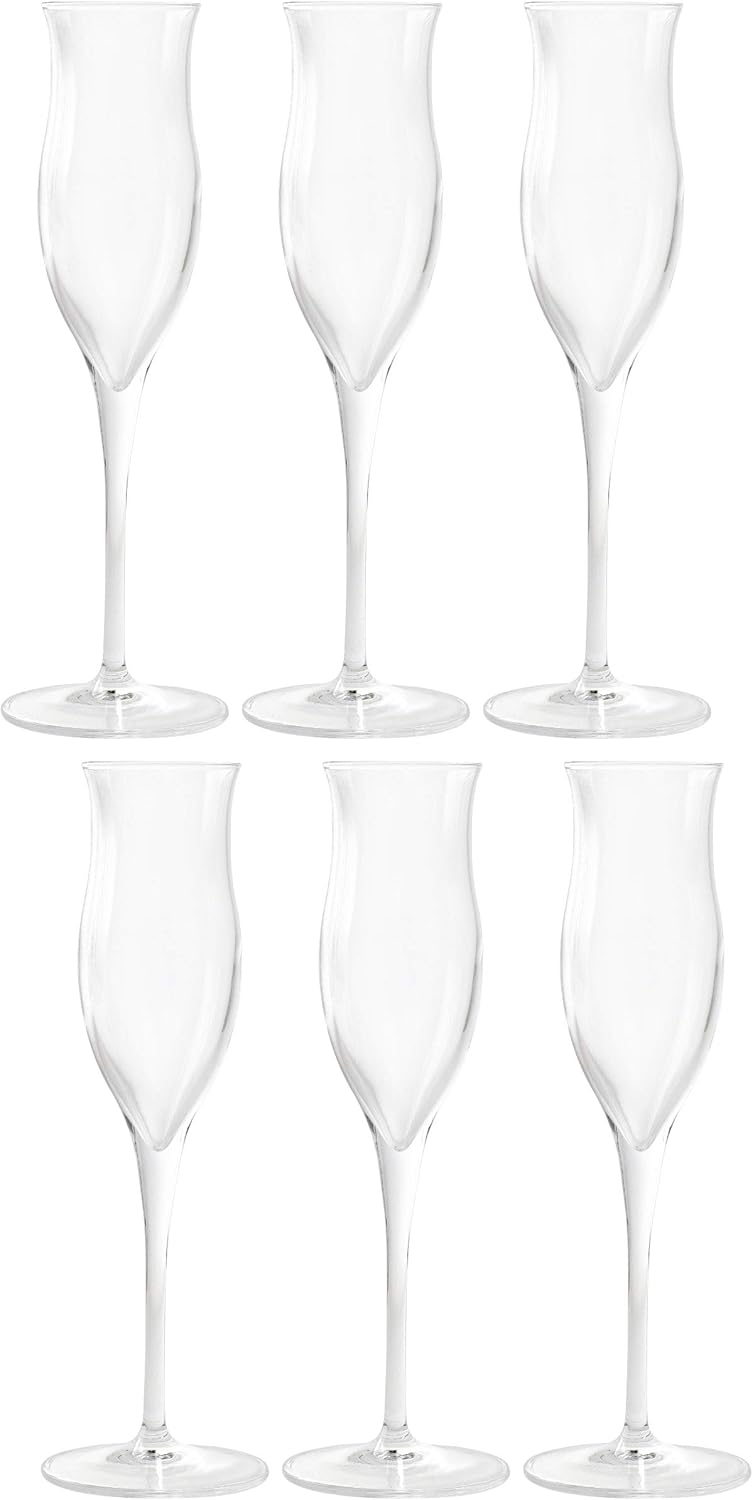 Aderia Brandy Glass Clear 4.1 fl oz (105 ml), Luigi Bormioli, Grappa 105 C359 6 Leg Set, Crystal Glass J-6468