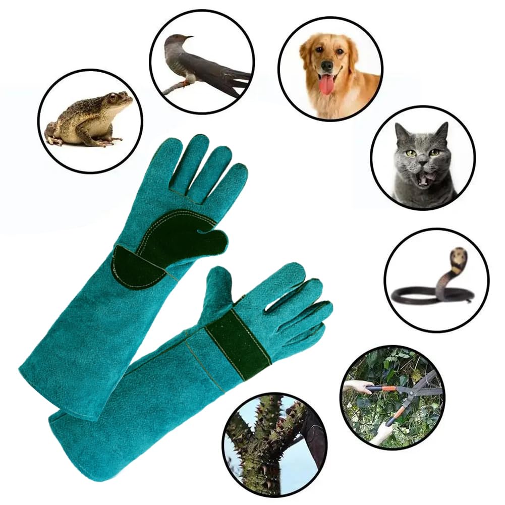 Tokaneit Guanti di Protezione da Lavoro Resistenti ai Morsi Animali Domestici Verde 45cm