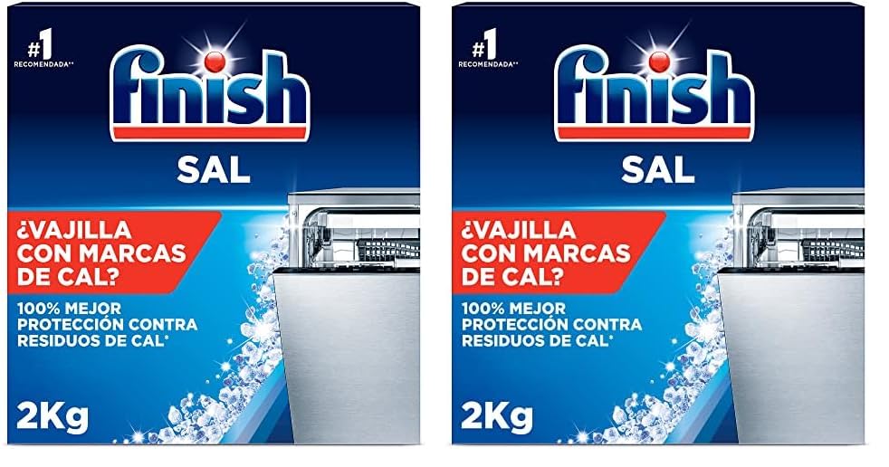 Finish Sal para Lavavajillas, Función Antical, 2kg (Paquete de 2)
