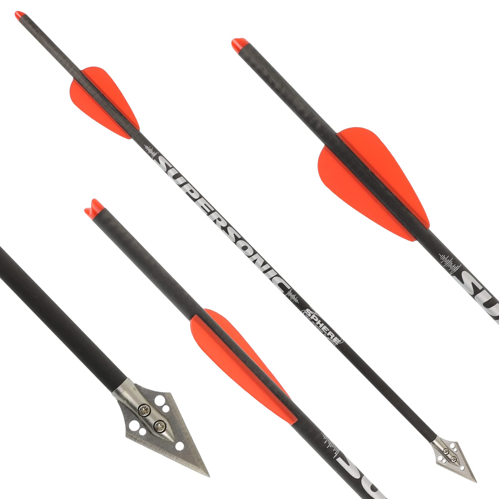 X-BOW FMA Supersonic REV Carbon Bolzen 6er Set I 24T Carbon Jagdbolzen | Armbrust I Präzise Pfeile für Bogenjagd & Zielschießen I Hohe Durchschlagskraft