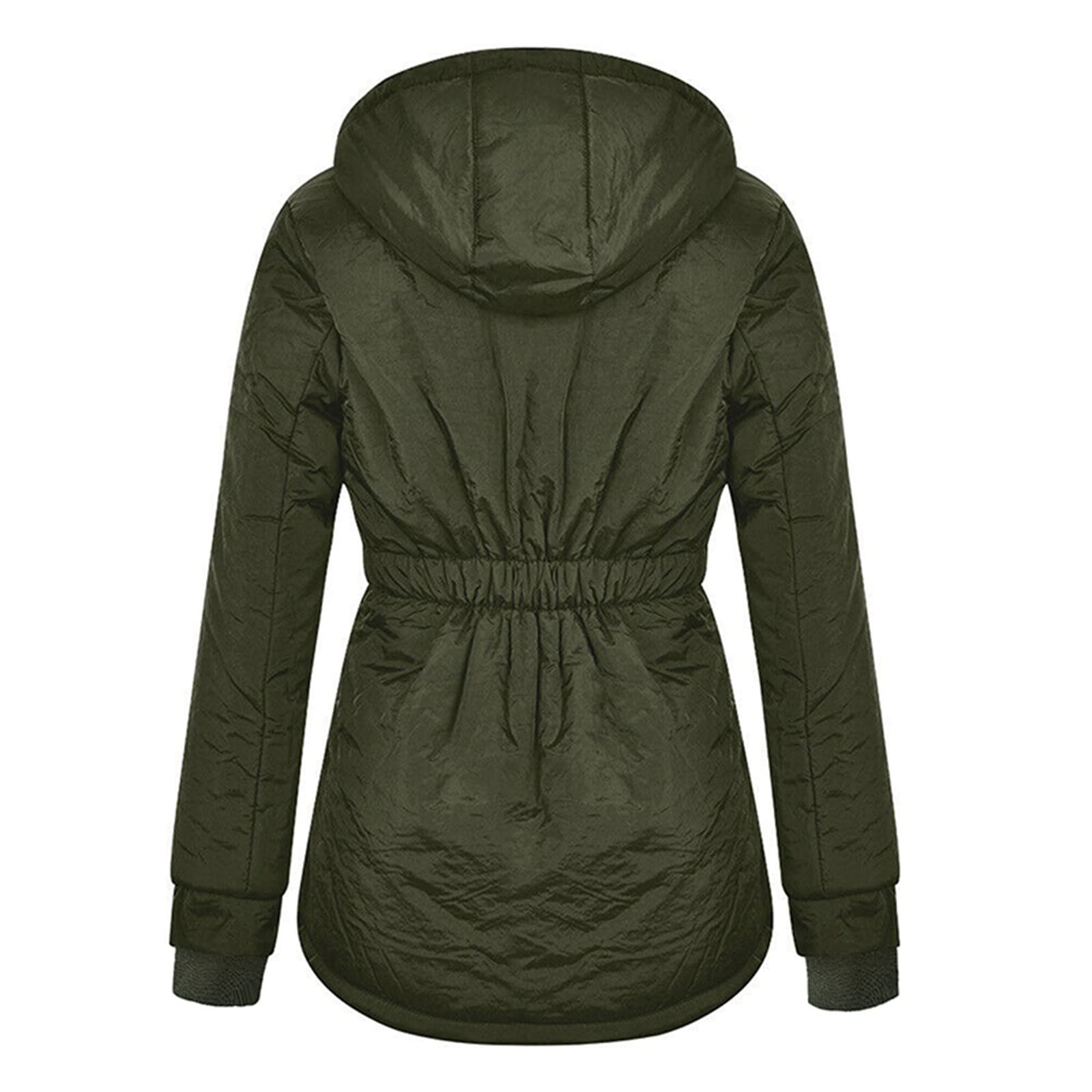 Chaqueta acolchada para mujer, ligera, con capucha, larga, abrigo de invierno para mujer, cálido con interior de felpa, chaqueta de entretiempo con forro cálido, con cremallera, abrigo acolchado con