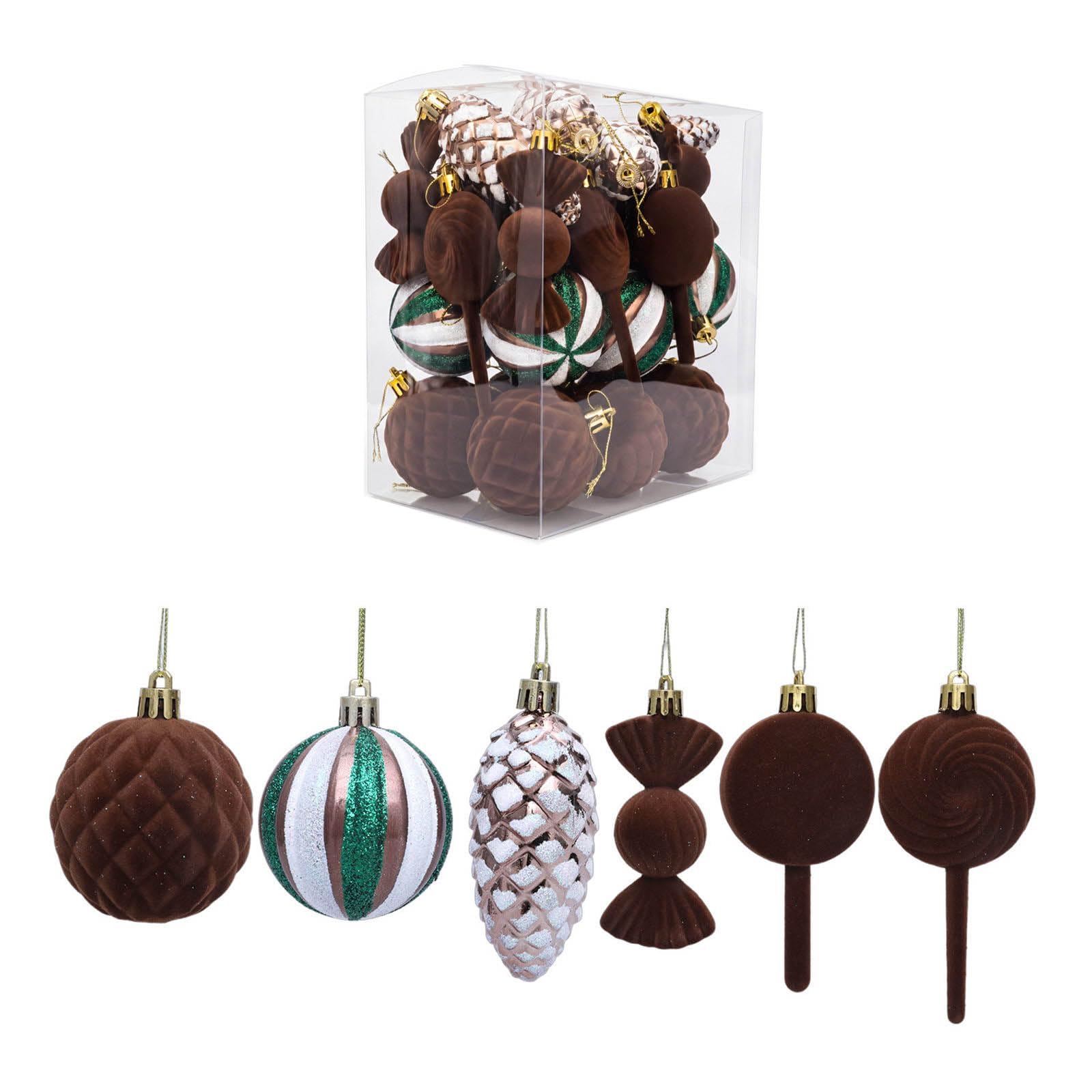 APGLSXY 30Pcs Flocking Christmas Tree Ball Ornaments with Hanging Loop Perfect for Festival Seasonal Styling Bulk Christmas Ornamentation