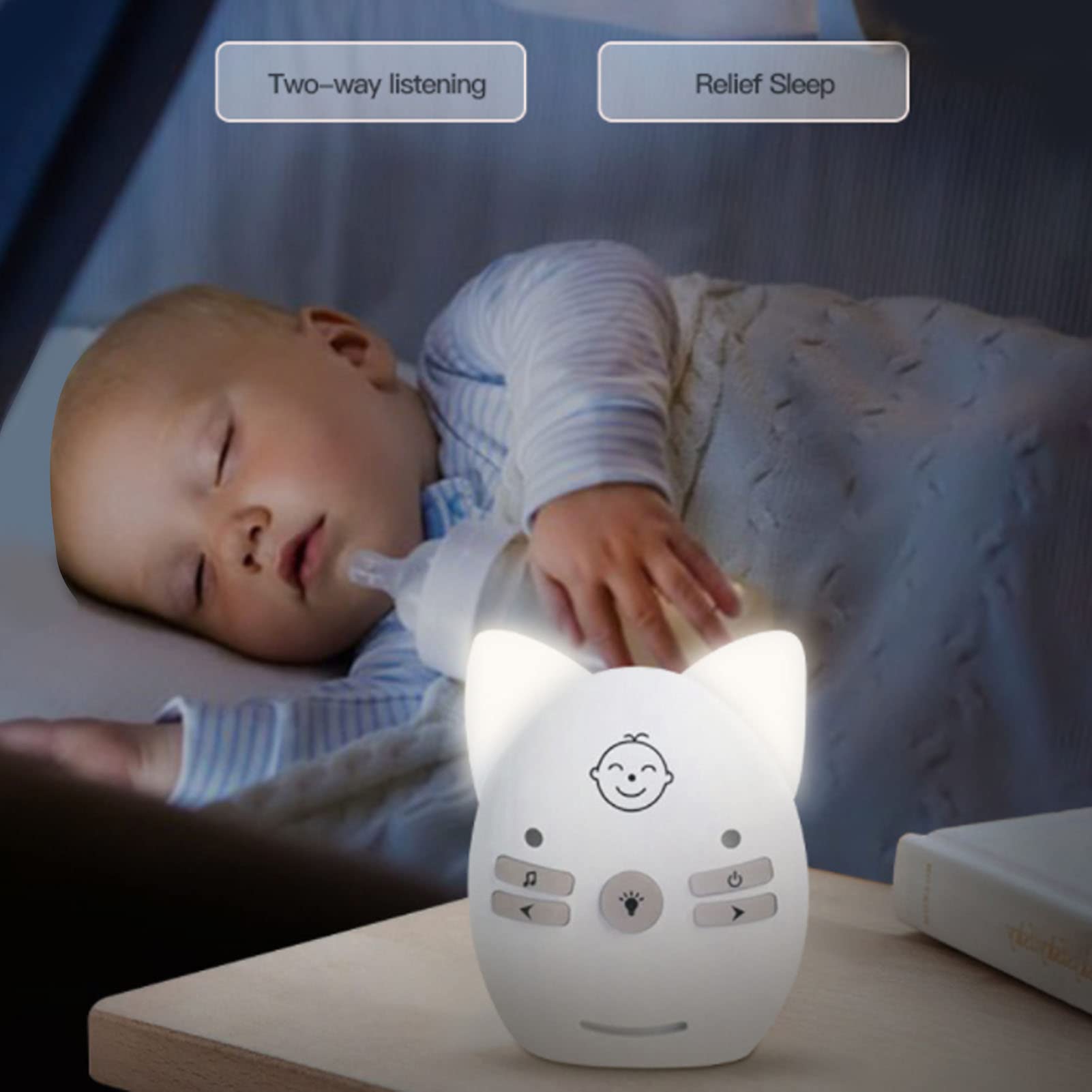 Baby Monitor Aggiornato, Baby Monitor Wireless con Messa a Fuoco Digitale, Luce Notturna SM da 905 a 925 MHz a Lungo Raggio, Suono Cristallino, Spina Europea 100‑240 V (Bianco)