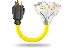 30 Amp Twist Lock Plug Adapter Cord with Triple Outlets