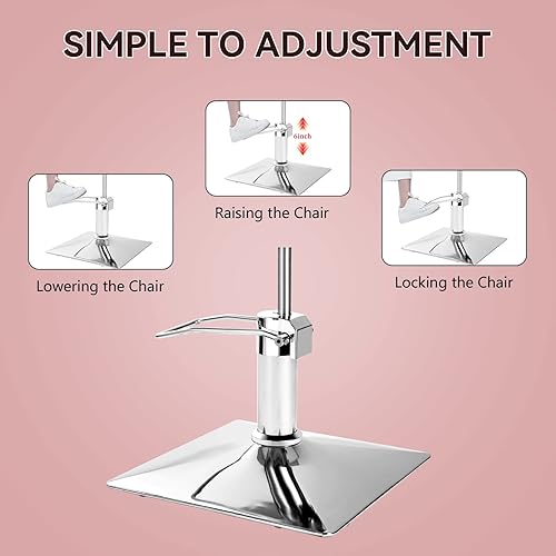 Miniatura 8 de Dangvivi Silla de salón rosa para estilista, silla de peluquería Chari para peluquería, silla de estilista con bomba hidráulica resistente, giro de