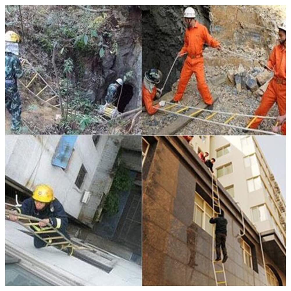 Escalera de Cuerda Uso de Escape de Incendios Casas de 2 Pisos Escaleras de Cuerda de Seguridad Resistentes a Las Llamas con Mosquetones Escalera de Escalada Suave de Nylon